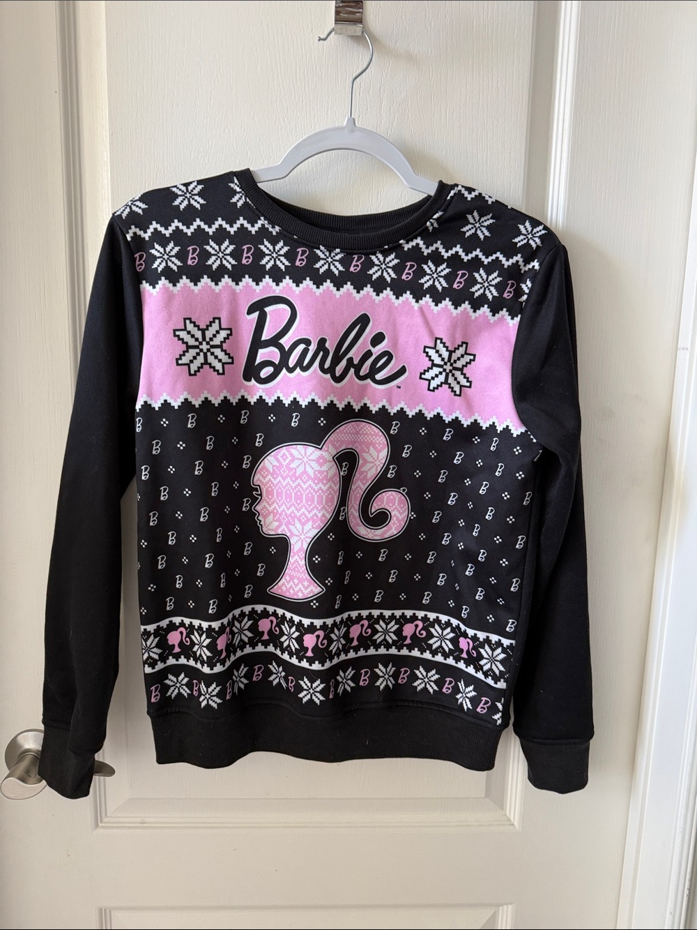 Barbie Black and Pink Knit Crewneck Sweater